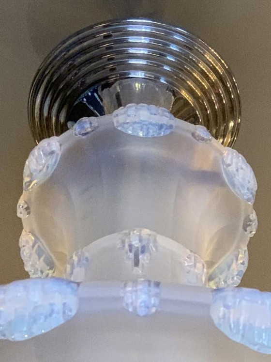 Art Deco Cascade Opaal Matglas Kroonluchter van Jean Gauthier voor Ezan, jaren 30 (photo 13 of 18)