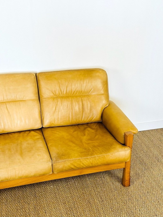 Image 1 of Ensemble de salon complet en cuir naturel et chêne, 1960, Set de 3