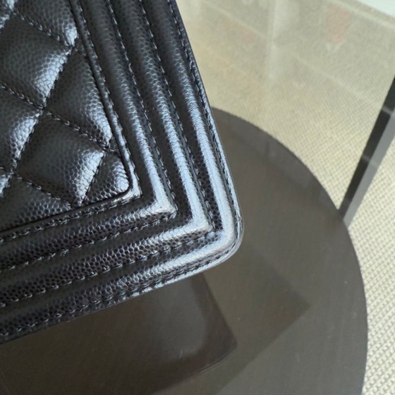 Image 1 of Chanel Boy Medium - Caivar 25CM Quilted Black Ruthenium Silver Hardware