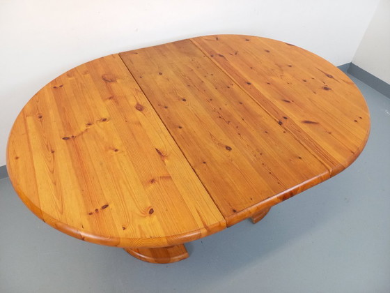 Image 1 of Table à manger ronde scandinave vintage style Rainer Daumiller en pin des années 60 70 avec rallonge