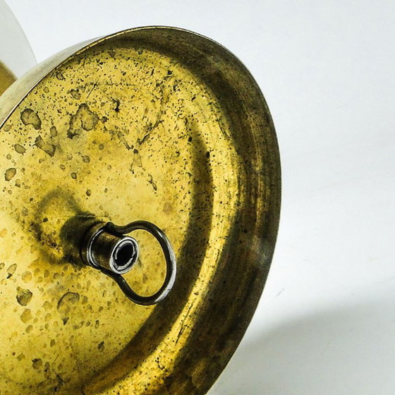 Art Deco Industrial Brass And Glass Pendant Lamp, Poland, 1950s (photo 10 of 18)
