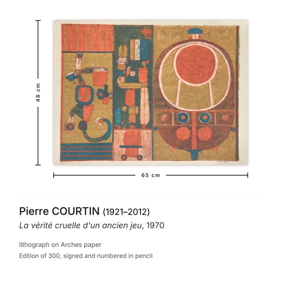 Image 1 of Pierre Courtin Die grausame Wahrheit eines alten Spiels Signierte Lithografie 1970