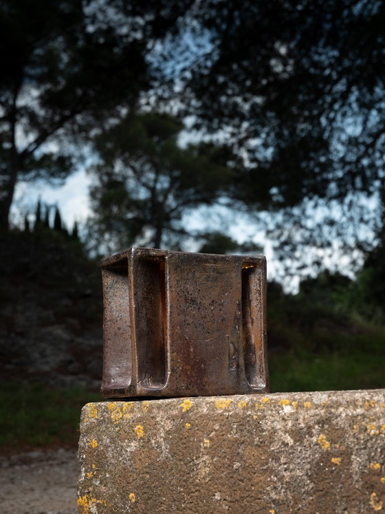 Image 1 of sculptural table lamp, "block" model