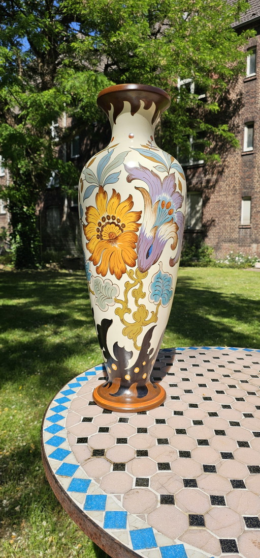 Raro e imponente vaso vintage in ceramica artistica Royal Gouda Holland da 55 cm - Modello "Dora" n. 226