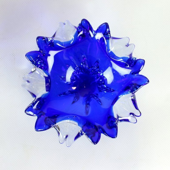 Image 1 of Cobalt Blue Art Glass Set By Jaroslav Taraba For Lednické Rovne, Czechoslovakia, 1960s