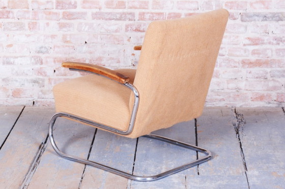 Original Bauhaus Armchair, by Thonet, Beech, Chrome, Germany, 1930s – Textile, Wood (photo 12 of 12)