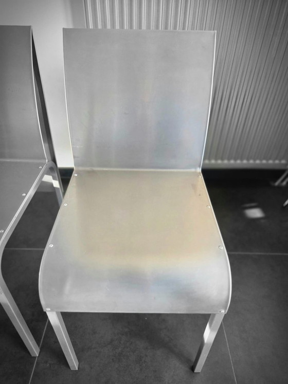 Quattro Sedie da pranzo in acciaio inossidabile spazzolato, Molteni&C, Metallo, Altro, Argentato, Modern (foto 5 di 5)
