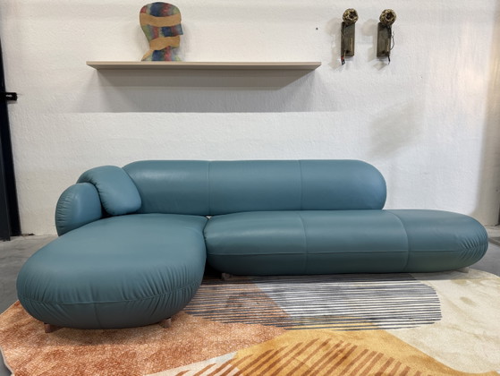 Image 1 of Leolux Pulla Hoekbank Senso blauw leer 