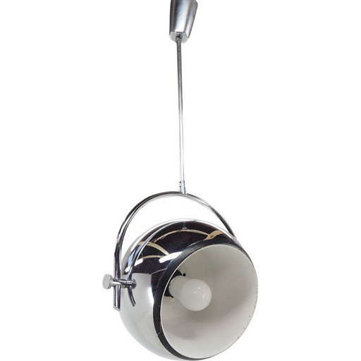Lampadario a sospensione cromato di metà secolo in stile Harvey Guzzini, anni '70
