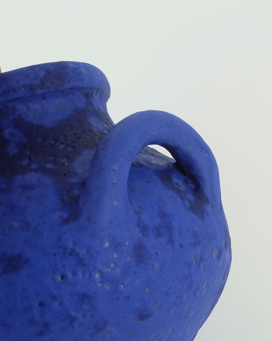 Image 1 of Mid Century Vase Hartwig Heyne Hoy Fat Lava Intense Blue