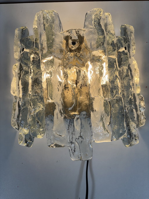 Lampe à baguette ijsglas, sur porte double J.T. Kalmar à Oostenrijk, jaren 60 sur 70.