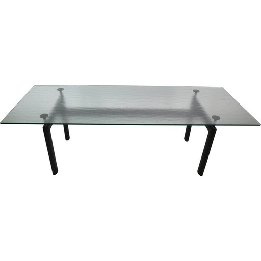 Mesa de comedor vintage de cristal "LC6" de Le Corbusier para Cassina, Italia, 1970
