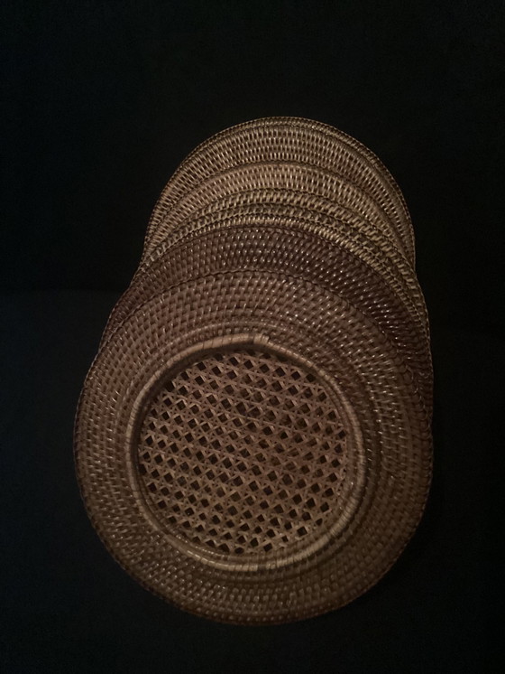 Image 1 of 8 PIATTI IN SETA FLAMANT IN RATTAN BURMA