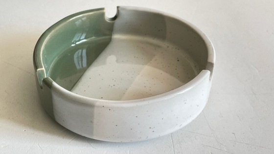 Image 1 of Striped stoneware ashtray, 1980s