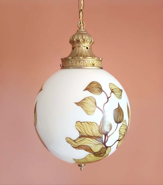 Image 1 of Grande suspension globe art nouveau 