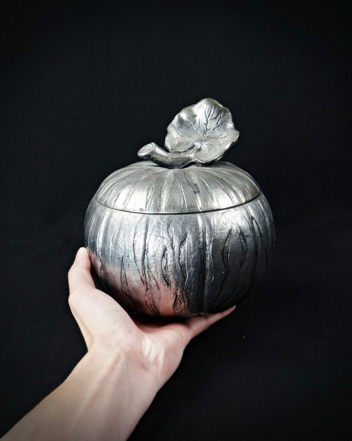 Pumpkin ice cube bucket in silver-plated Mauro Manetti vintage 70s