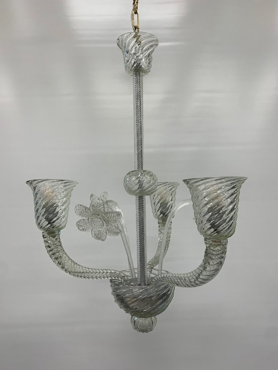 Image 1 of Kroonluchter van Murano-glas, toegeschreven aan Seguso, circa 1950.