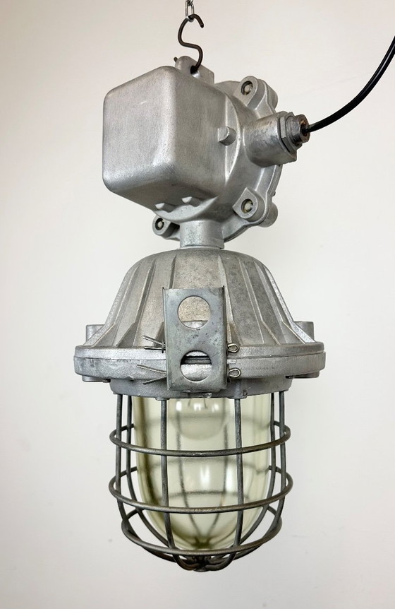 Image 1 of Large Industrial Cast Aluminium Cage Pendant Light, 1970s