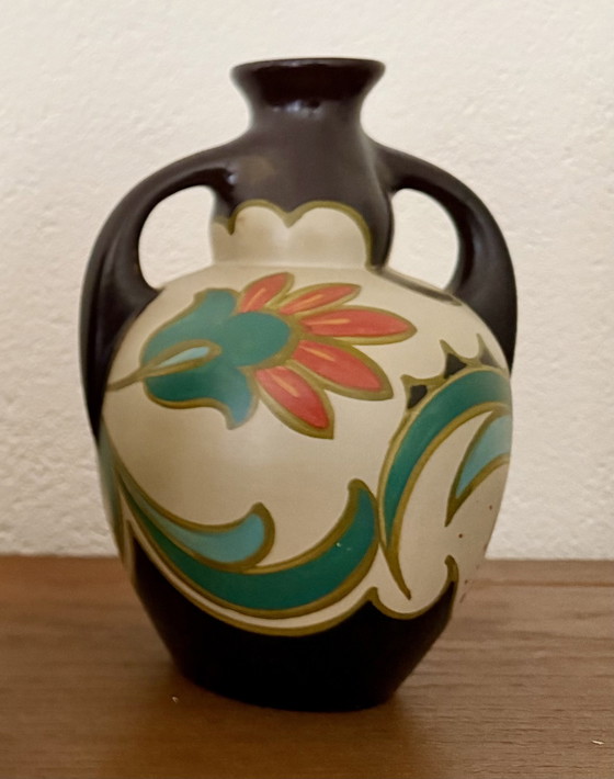 Image 1 of Unieke Gouda Sparta Plateel Vasenset Art-Deco