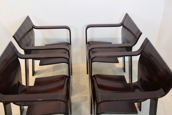 Set of four ‘Strip’ Dining Chairs with Armrests by Gijs Bakker for Castelijn (photo 4 of 14)