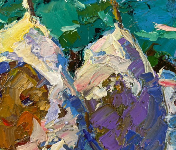Image 1 of Original Oil Painting Winter Village Landscape Where time stopped