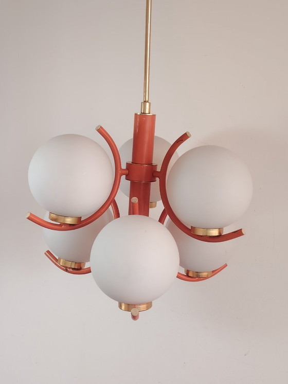 Image 1 of Lampe suspendue futuriste Spoutnik de l'ère spatiale, attribuée à Richard Essig