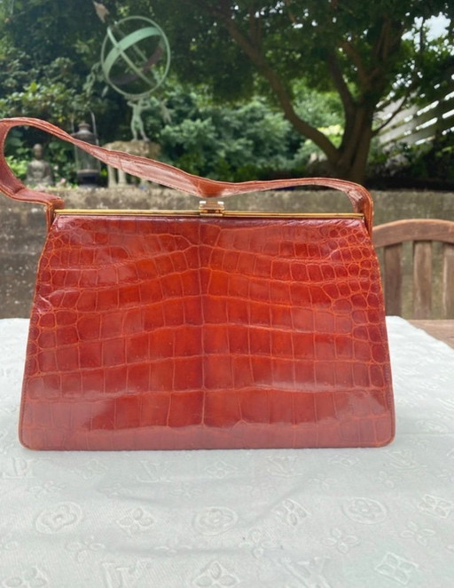 Lancel handtas croco vintage uitstekend – top handle tassen, Leather