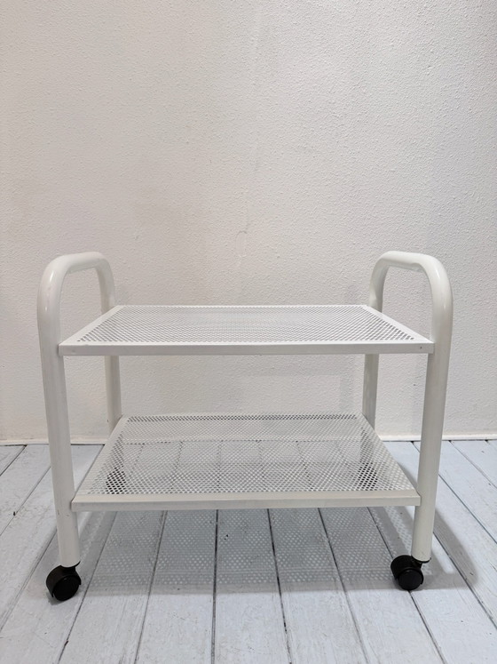 Vintage metal trolley / bar cart, white, 70s/80s (photo 8 of 15)