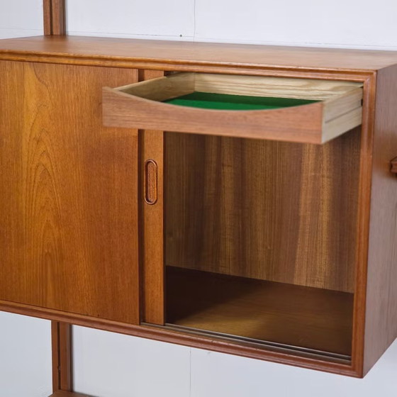 Vintage 60s Danish Teak Modular Wall System Mid Century, Wall cabinet, Wood, Brown, Mid Century Modern (photo 8 of 24)