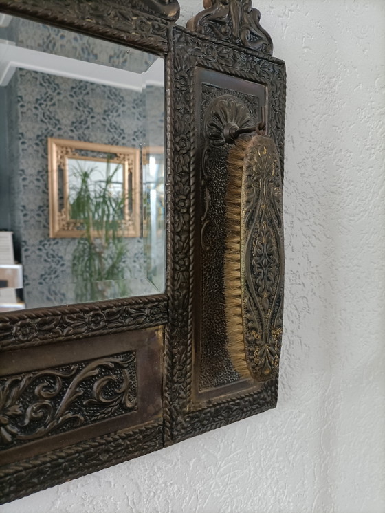 Image 1 of Vintage Hallway Mirror with Clothing Brushes