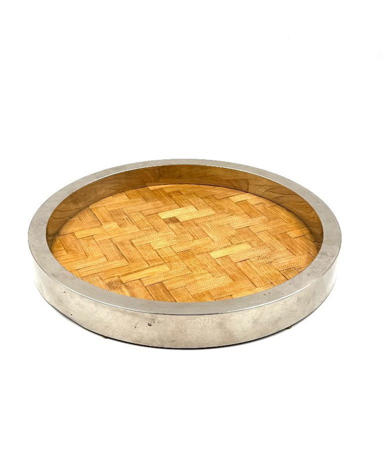Image 1 of Hollywood regency bamboo and brass tray, Italy 1970s