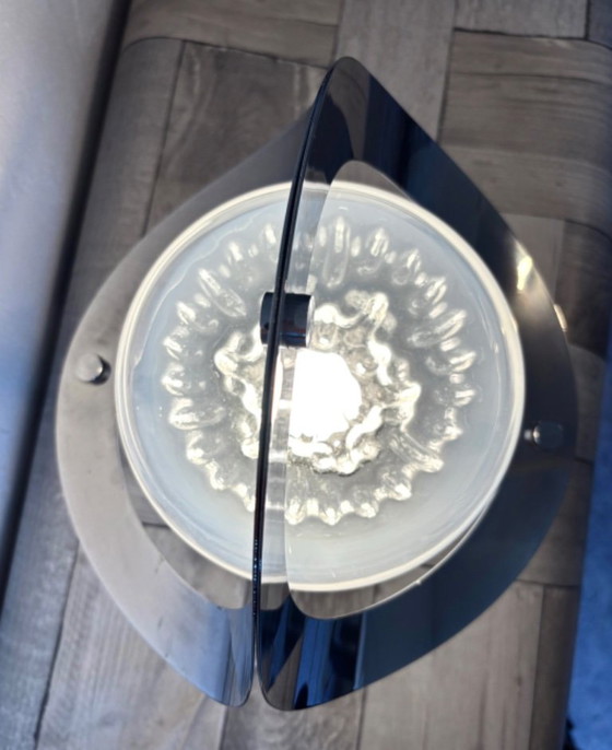 Vintage Space Age Lamp - Murano, Mazzega, 70s, Italian design, Table lamps, Chrome, Glass, Silver (photo 9 of 14)