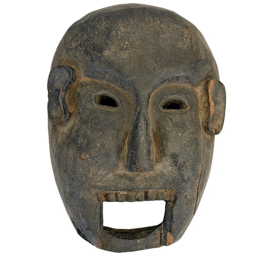 Máscara de chamán nepalí antigua con boca ancha – Middle Hills – c. 1900–1930