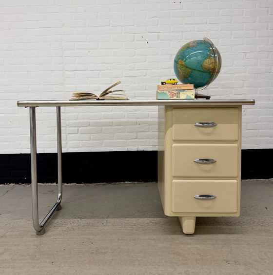 Image 1 of Vintage tubular frame Maquet desk, doctor's office