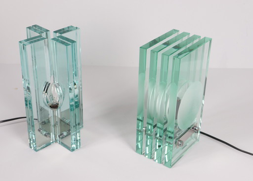 Set van 2 tafellampen/glasobjecten van Giorgio Reggiori voor Gallotti & Radice, jaren 1960, Italië