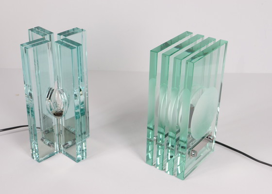 Image 1 of Set of 2 table lamps/glass objects by Giorgio Reggiori for Gallotti & Radice, 1960s, Italy