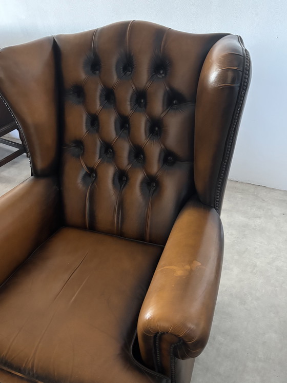 Image 1 of Originele leren oorfauteuil