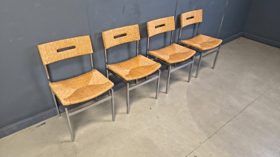 Image 1 of Belgische Korbstühle mit Chromgestell, 1970er Jahre – 4er-Set
