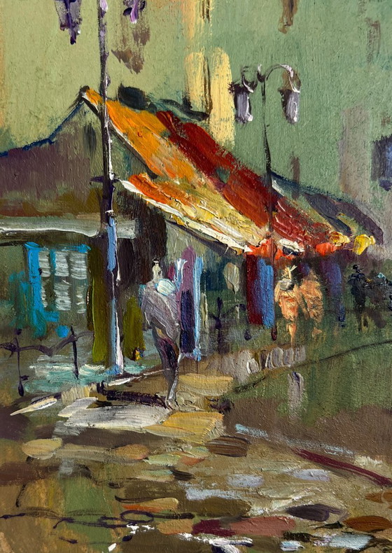 Image 1 of Original Oil Painting Old City Landscape Shadows of Old Venice