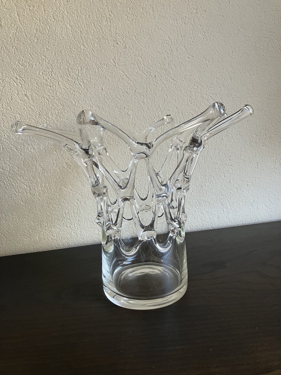 Image 1 of Mouth-blown Crown Vase Art Vase Vintage