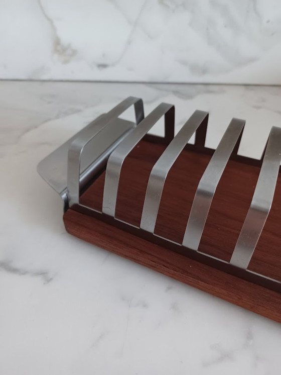 Image 1 of Mid-century design Grasoli. Toastrek. RVS + teak
