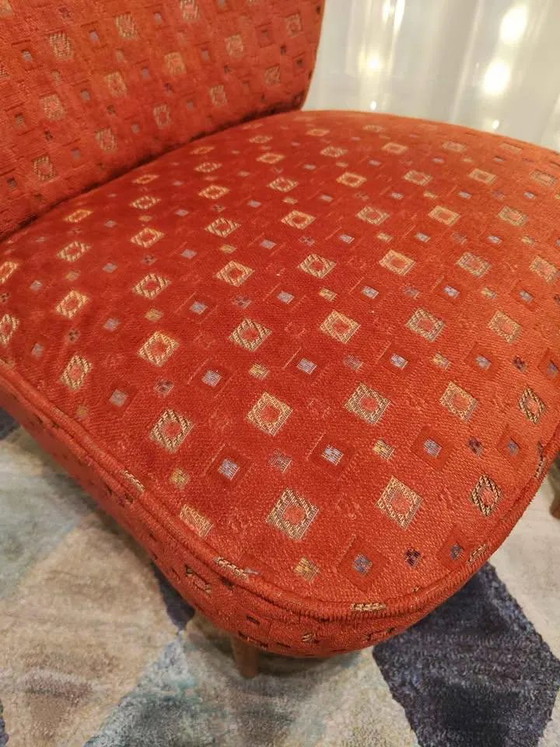 Set of Hungarian Red Club Chairs, 1950s – Armchairs, Wood, Retro (photo 4 of 6)