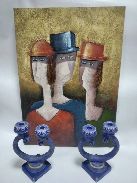 Image 1 of Set of 2 Hand-Painted Figurative Canvases – Contemporary Art