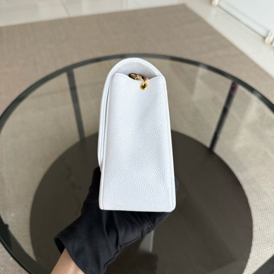 Image 1 of  Chanel Diana Medium Vintage - 25CM Quilted Caviar White Gold Hardware Series 2