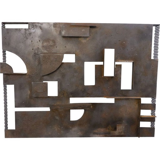 Brutalist vintage metal wall lamp