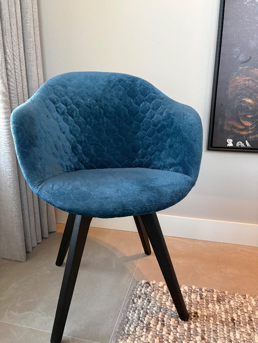 3x BoConcept Adelaide eetkamer stoel blauw velvet 