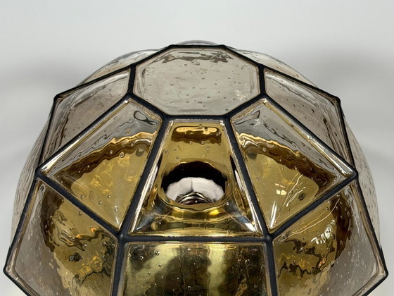 Image 1 of 1960s/70s ceiling lamp, Glashütte Limburg, Germany, Plafoniere, glass & metal