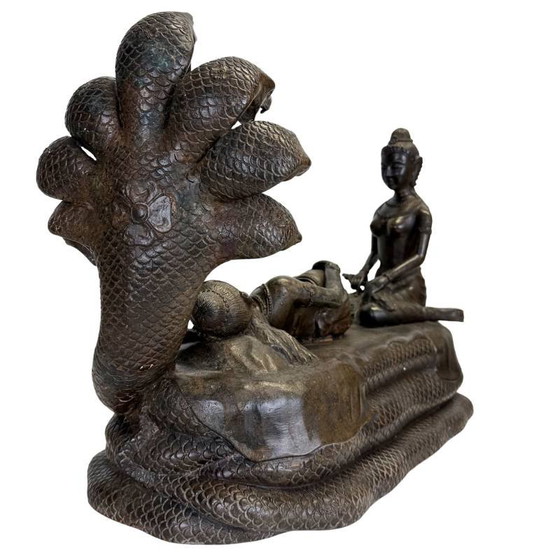 Zware Khmer Vishnu Beeld (12.2 kg) – Beeldhouwkunst, Brass (photo 7 of 19)