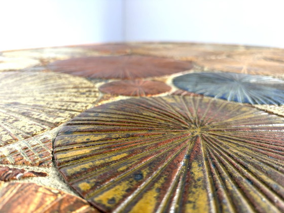 Mid Century Danish Teak And Tile Tue Poulsen Coffee Table By Haslev, 1960s, Ceramic, Wood, Beige (photo 3 of 14)