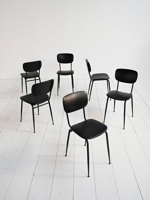 Set of 6 Olivetti Italian vintage chairs 1960s